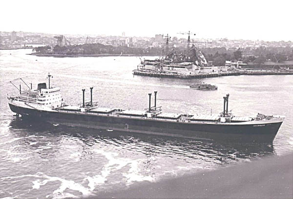 Vessel turning in Sydney harbour