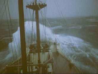 View of bow in rough weather