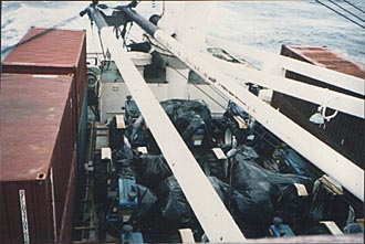 Deck cargo of Ford tractors
