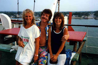 Three people on deck