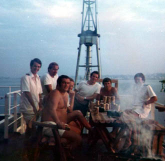 Officers relaxing on deck