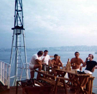 Officers relaxing on deck