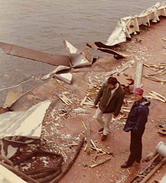View on deck after collision