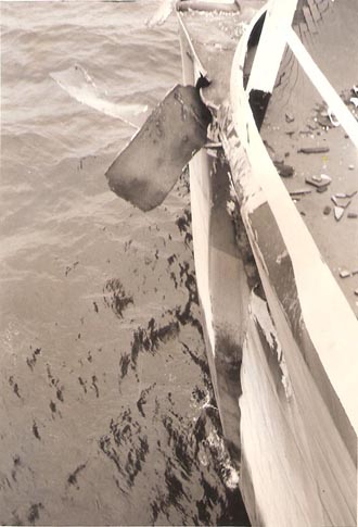 Damage seen from the deck