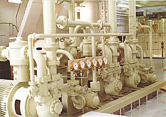 Close up of hydraulic pumps