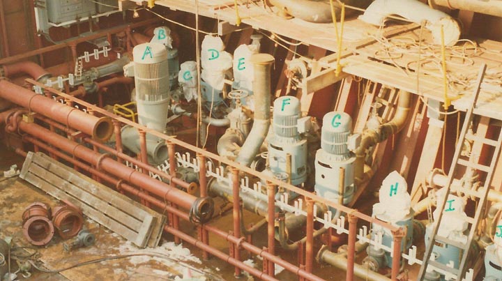 View of all the pumps in starbd forward corner