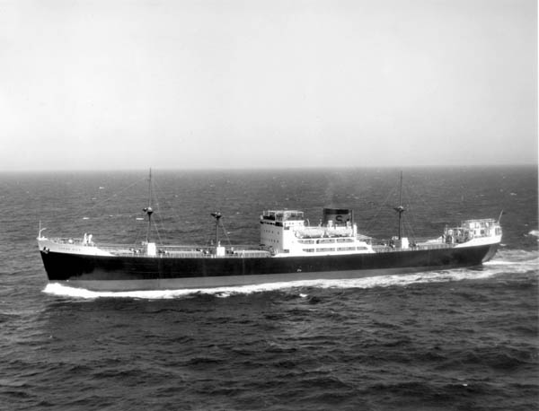 Side view of vessel on sea trials