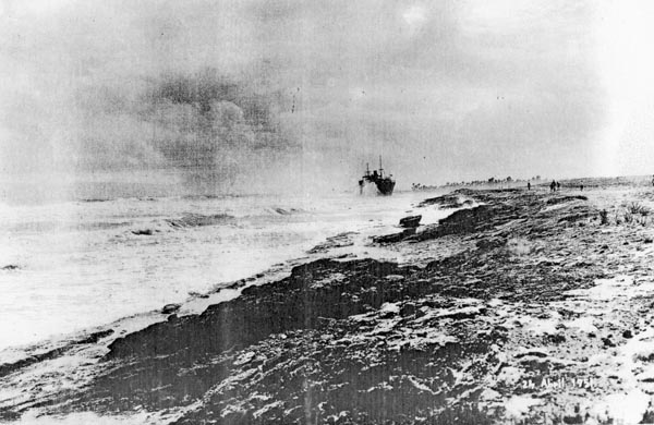 View of ship in bad weather