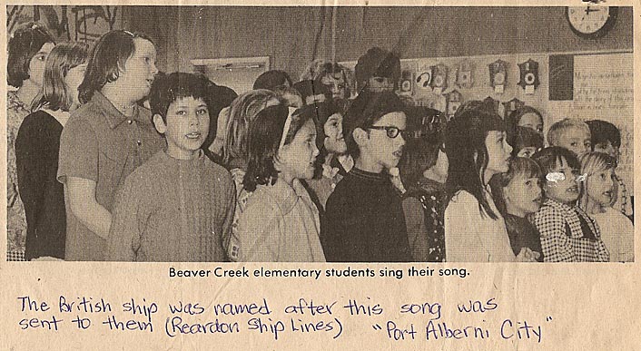 Newspaper cutting showing children in school choir