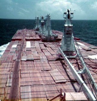 Full deck cargo of timber