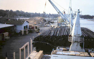 View of shifted deck cargo