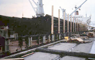 Deck cargo of pilings