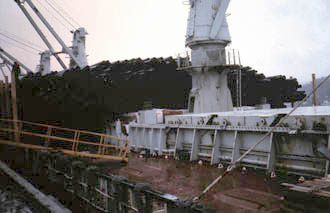 Deck cargo of pilings
