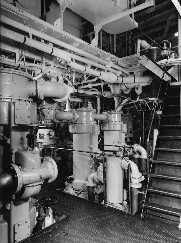 View of oil and water coolers