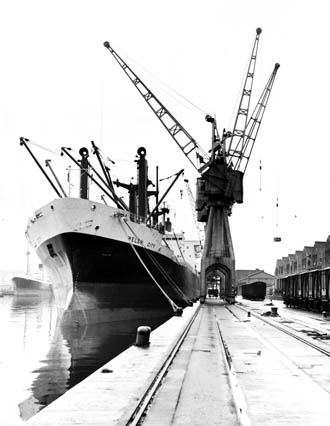 Ship alongside at Cardiff